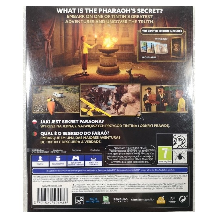 Tintin Reporter: Cigars of the Pharaoh Limited Edition PS4 Game