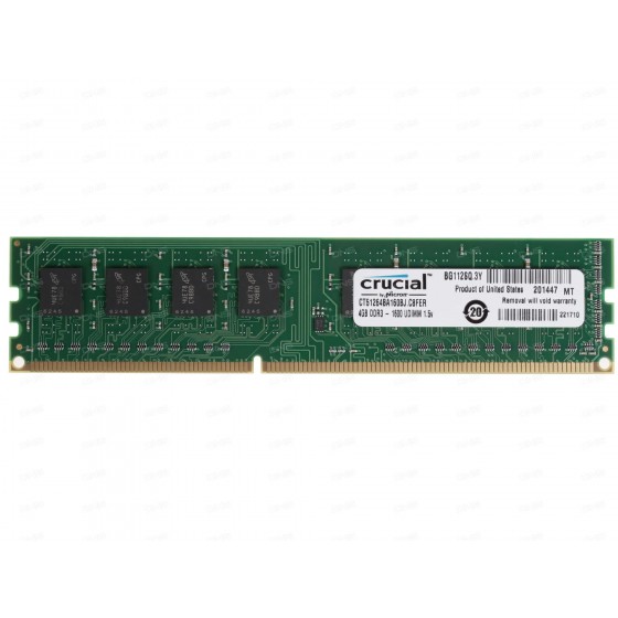 Crucial 4GB PC3-12800 DDR3 1600 Desktop PC Memory CT51264BA160BJ.C8FER