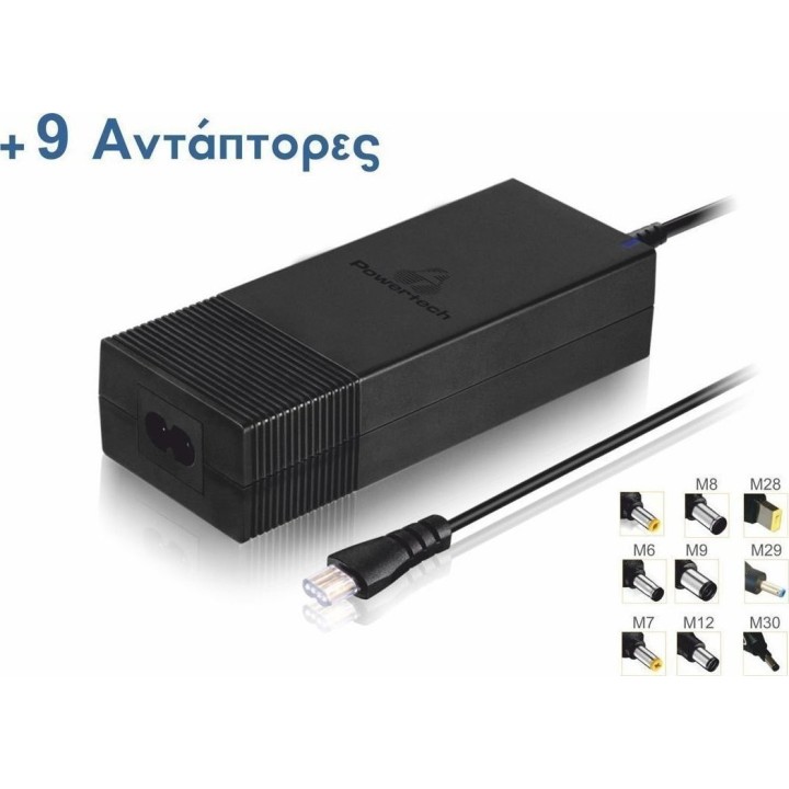POWERTECH φορτιστής laptop PT-372, Universal, 90W, 9 Tips