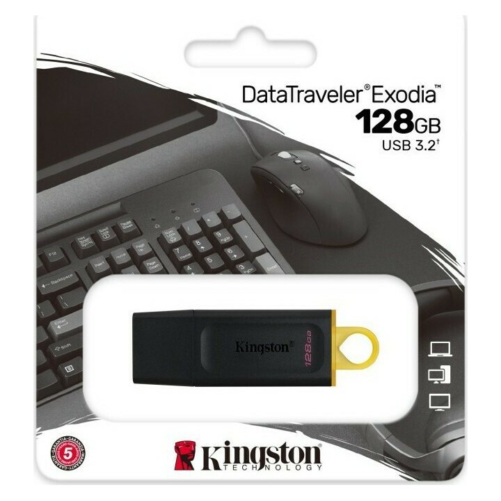 Kingston DataTraveler Exodia 128GB USB 3.2 Stick Μαύρο/Κίτρινο