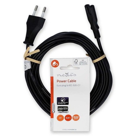 Nedis Euro - IEC C7 Cable 5m Μαύρο (CEGL11040BK50)