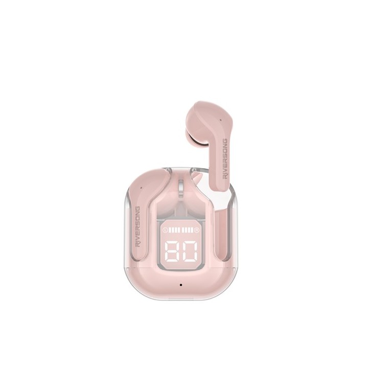 Riversong Airfly M2 In-ear Bluetooth Handsfree Ακουστικά με Θήκη Φόρτισης Ροζ