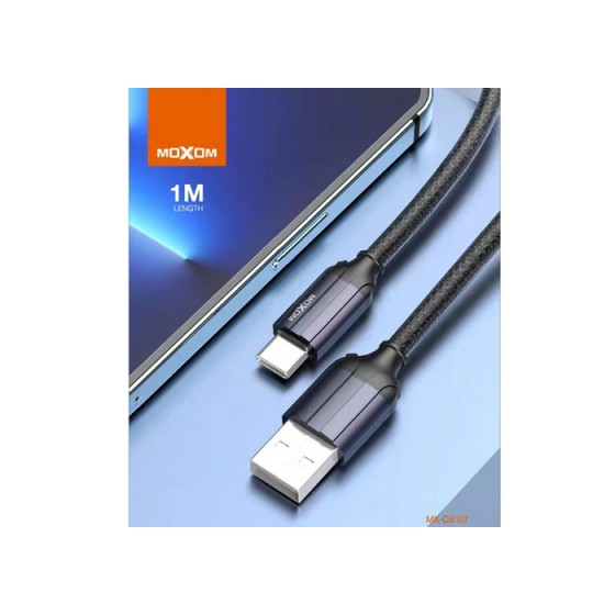 Moxom USB 2.0 Cable USB-C male - USB-A Μαύρο 1m (MX-CB107)