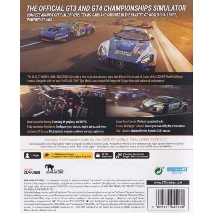 Assetto Corsa Competizione PS5 Game