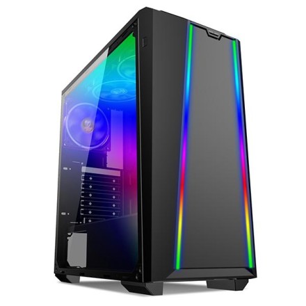 Supercase Predator PR08A Gaming Midi Tower Κουτί Υπολογιστή με Πλαϊνό Παράθυρο και RGB Φωτισμό Μαύρο