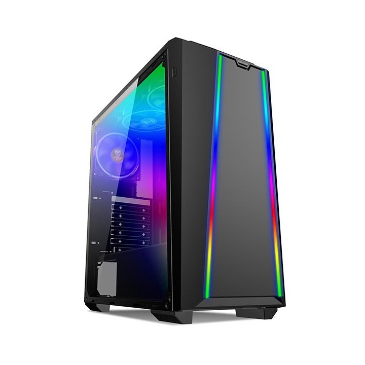 Supercase Predator PR08A Gaming Midi Tower Κουτί Υπολογιστή με Πλαϊνό Παράθυρο και RGB Φωτισμό Μαύρο