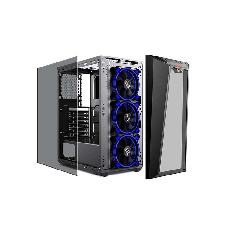 Supercase Predator PR08A Gaming Midi Tower Κουτί Υπολογιστή με Πλαϊνό Παράθυρο και RGB Φωτισμό Μαύρο