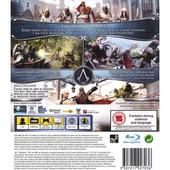 Assassin's Creed  Brotherhood  PS3 GAMES Used-Μεταχειρισμένο (BLES-00910)