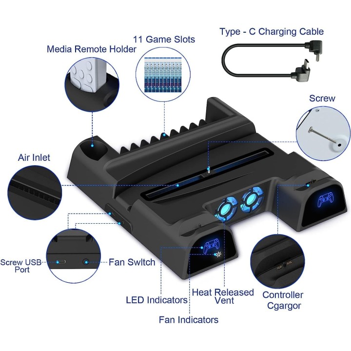 DOBE PS5 Multifunctional Cooling Stand BLACK TP5-1511