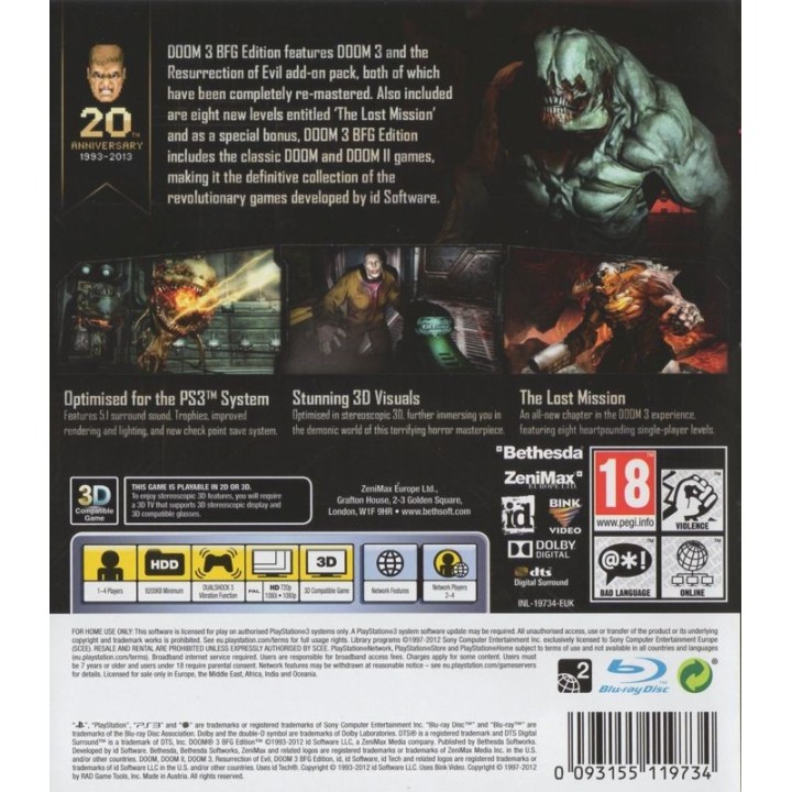 Doom 3 BFG Edition PS3 Game