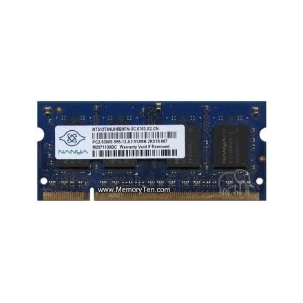 Nanya 512MB DDR2 667MHZ SODIMM - NT512T64UH8B0FN-3C PC2-5300S-555-12-A2 - MODULE - 200-PIN Μεταχειρισμένη Μνήμη γιά Laptop