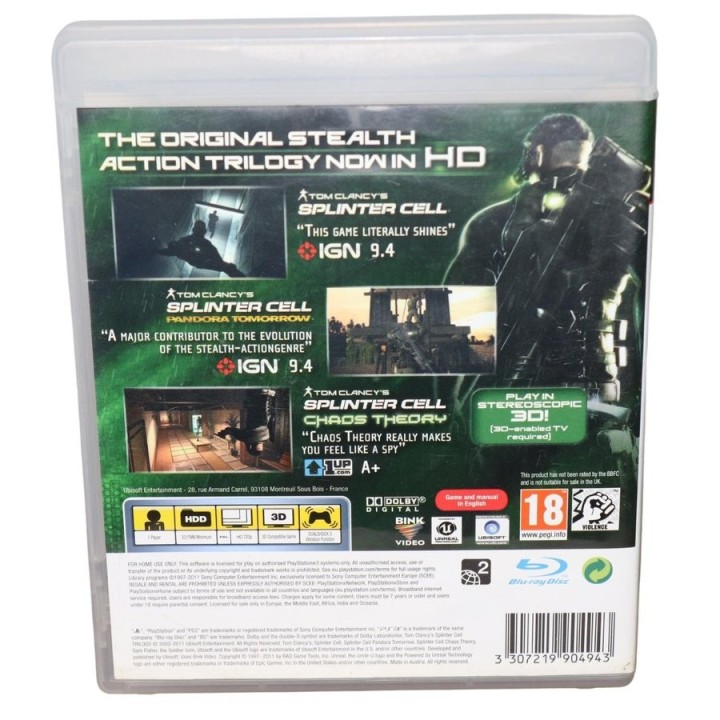 Tom Clancys Splinter Cell Trilogy HD PS3 Game Used-Μεταχειρισμένο