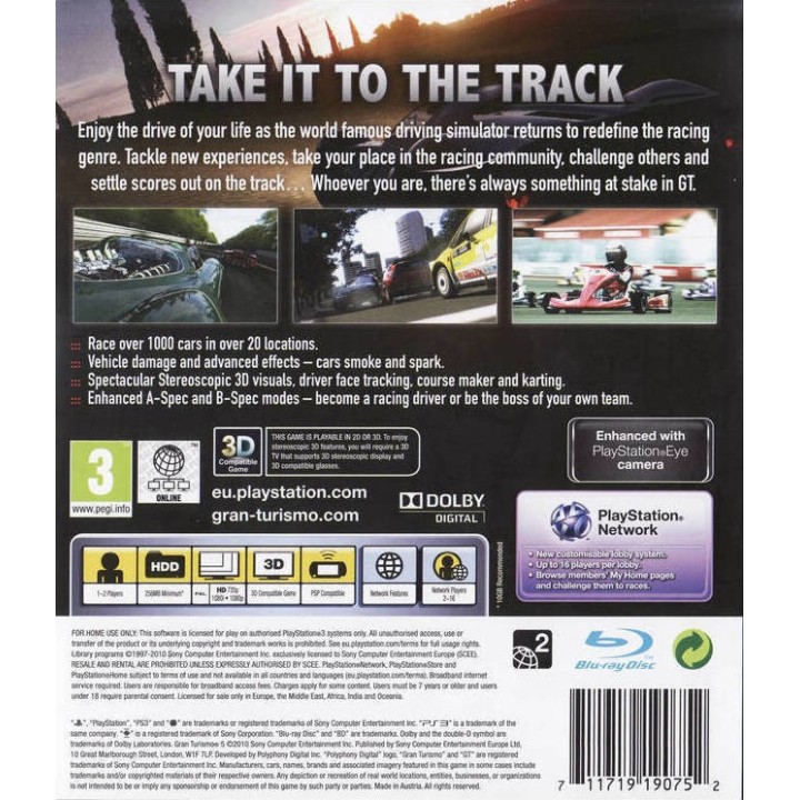 Gran Turismo 5  Full HD 1080P Edition 3D με ελληνική γλώσσα και μενού ή ευρωπαϊκό Μεταχειρισμένο-Used PS3