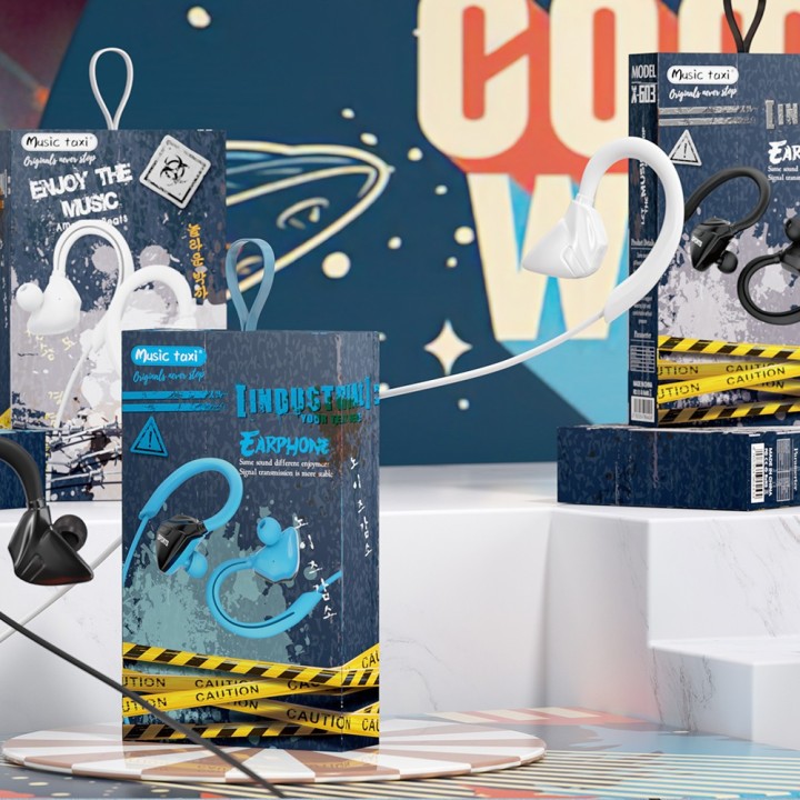 Mobile Earphone Ακουστικά Sport Music Taxi X-603 Blue