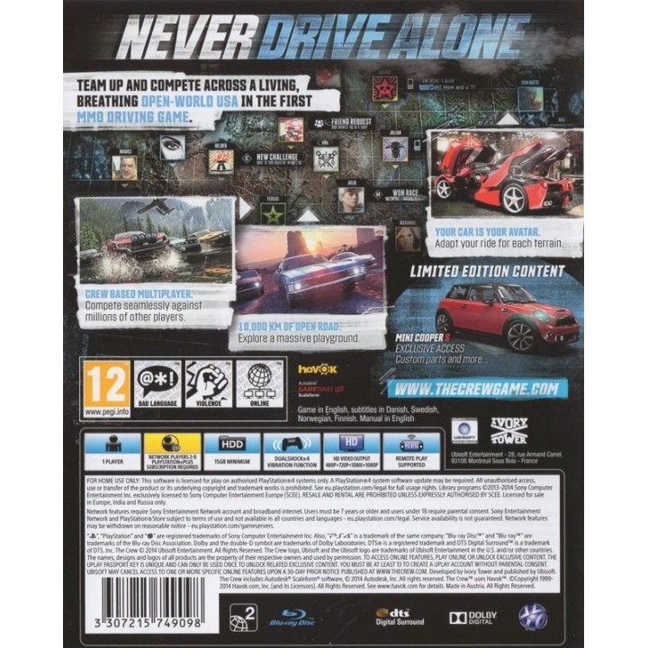 THE CREW  PS4 GAMES Used-Μεταχειρισμένο
