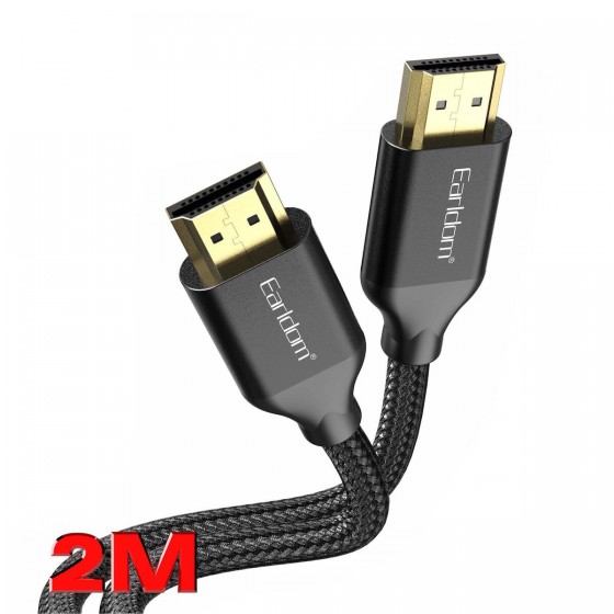 Earldom HDMI 1.4 Braided Cable HDMI male - HDMI male 2m Μαύρο(18384)