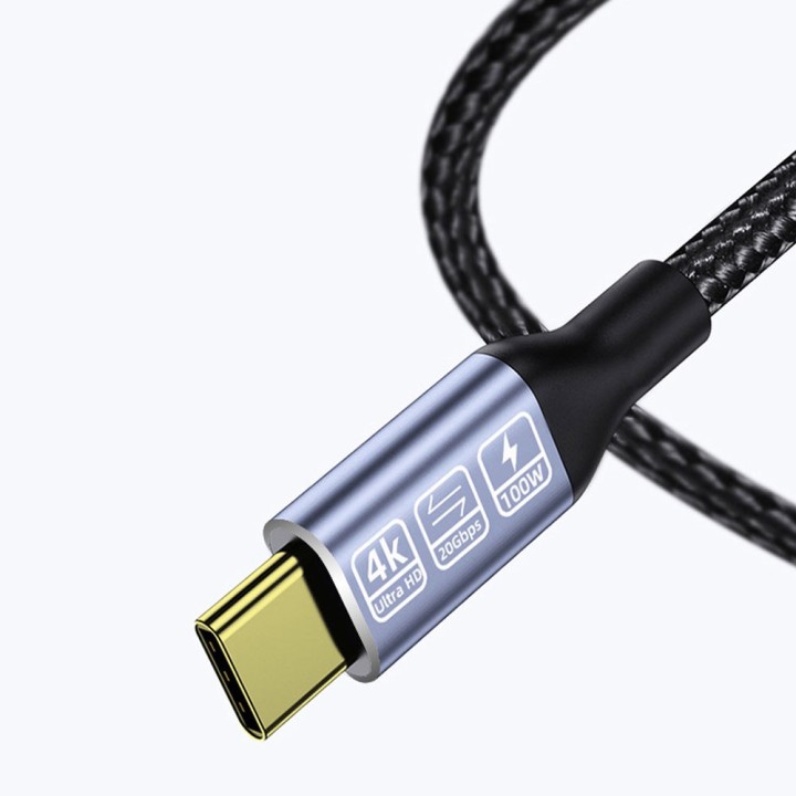 Kαλώδιο DeTech, Type-C - Type-C, 100W, 4K, 20GB/s, PD, 1.0m, Μαυρο(18382)
