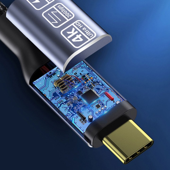 Kαλώδιο DeTech, Type-C - Type-C, 100W, 4K, 20GB/s, PD, 1.0m, Μαυρο(18382)