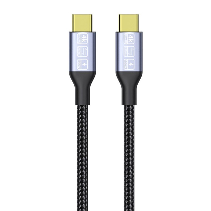 Kαλώδιο DeTech, Type-C - Type-C, 100W, 4K, 20GB/s, PD, 1.0m, Μαυρο(18382)