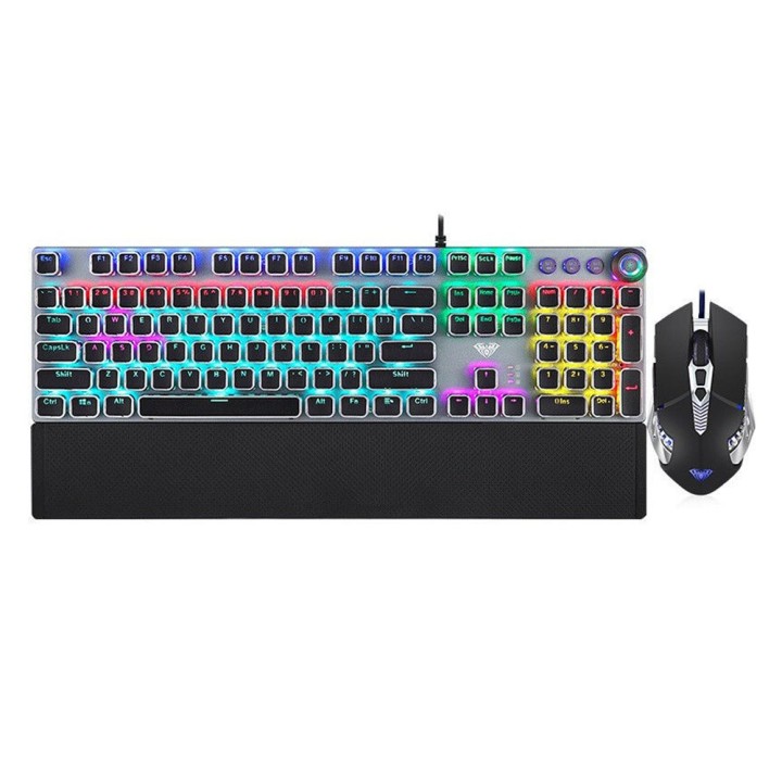 Aula T500 Σετ Gaming Πληκτρολόγιο με RGB φωτισμό & Ποντίκι (Αγγλικό US) Γκρι(6148)