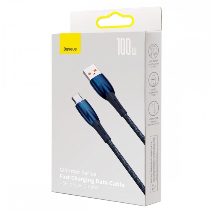 Baseus Glimmer USB 2.0 Cable USB-C male - USB-A 100W Μπλε 1m (BG-40481)