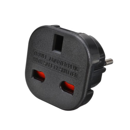 Adapter No brand BX-9625, UK to EU Schuko, 220V, High Quality Black - (17701)