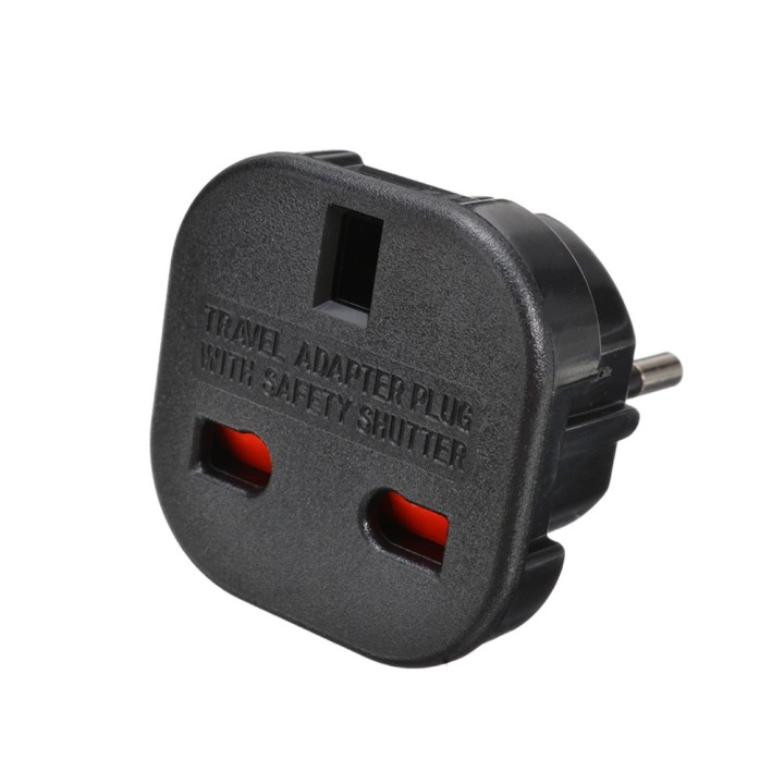 Adapter No brand BX-9625, UK to EU Schuko, 220V, High Quality Black - (17701)