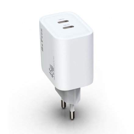 De Tech Φορτιστής GaN και Καλώδιο USB-C 45W Power Delivery Λευκός (DE-PD)(40340)