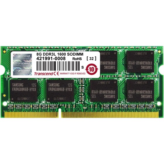 Transcend 8gb DDR 3L 1600 So-dimm 2rx8 Μνήμη για Laptop