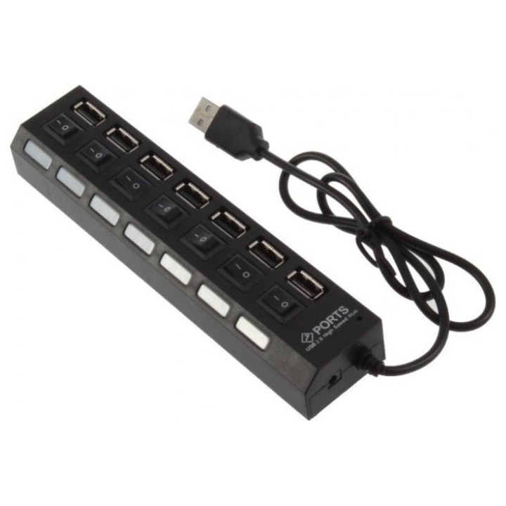 USB hub No Brand, USB 2.0, 7 θύρες, μαύρο