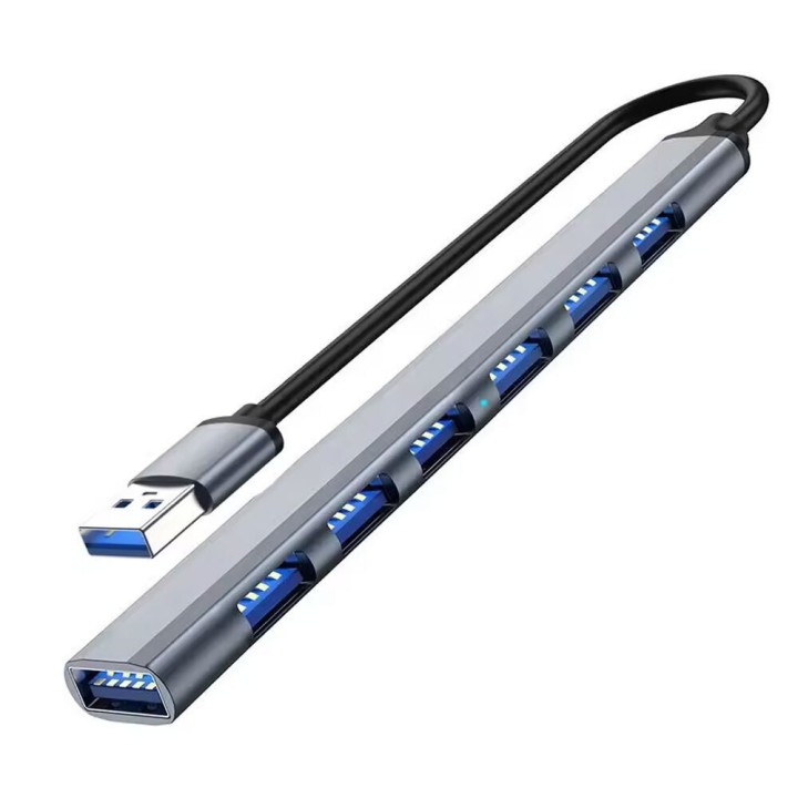 De Tech USB 3.0 Hub 7 Θυρών με σύνδεση USB-A Γκρι(17748)