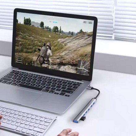 De Tech USB 3.0 Hub 7 Θυρών με σύνδεση USB-A Γκρι(17748)