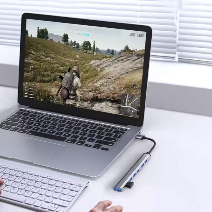 De Tech USB 3.0 Hub 7 Θυρών με σύνδεση USB-A Γκρι(17748)