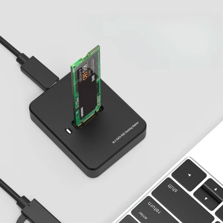 Docking station DeTech, For M.2 SSD, Type-C, Black - 17864