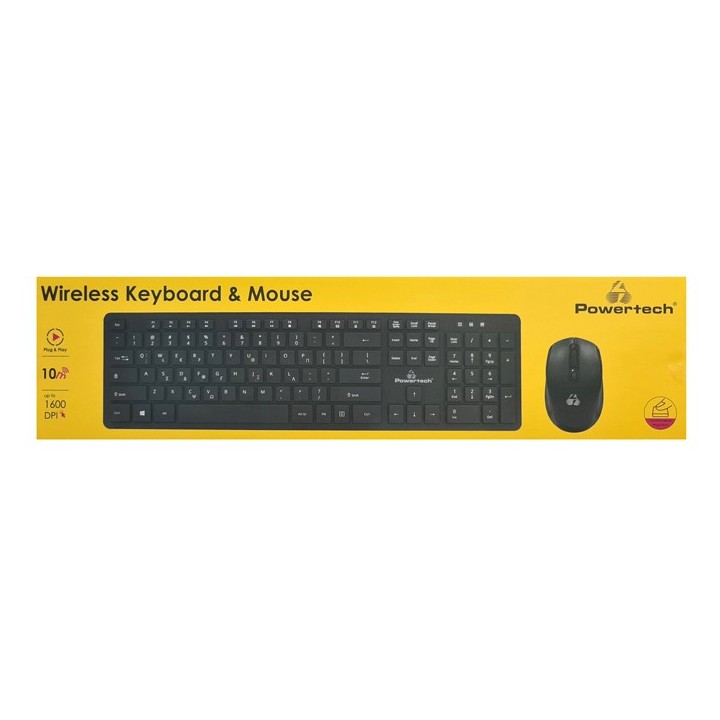 POWERTECH set ποντίκι & πληκτρολόγιο PT-1189, ασύρματο, 1600DPI, μαύρο Ελληνικό