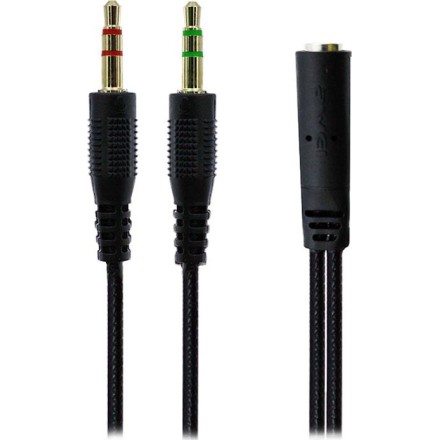 AWEI καλώδιο 3.5mm θηλυκό σε 2x 3.5mm αρσενικό AUX-002, 0.20m, μαύρο