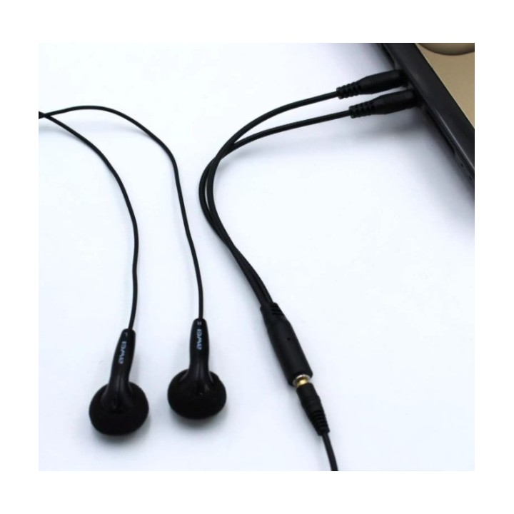 AWEI καλώδιο 3.5mm θηλυκό σε 2x 3.5mm αρσενικό AUX-002, 0.20m, μαύρο