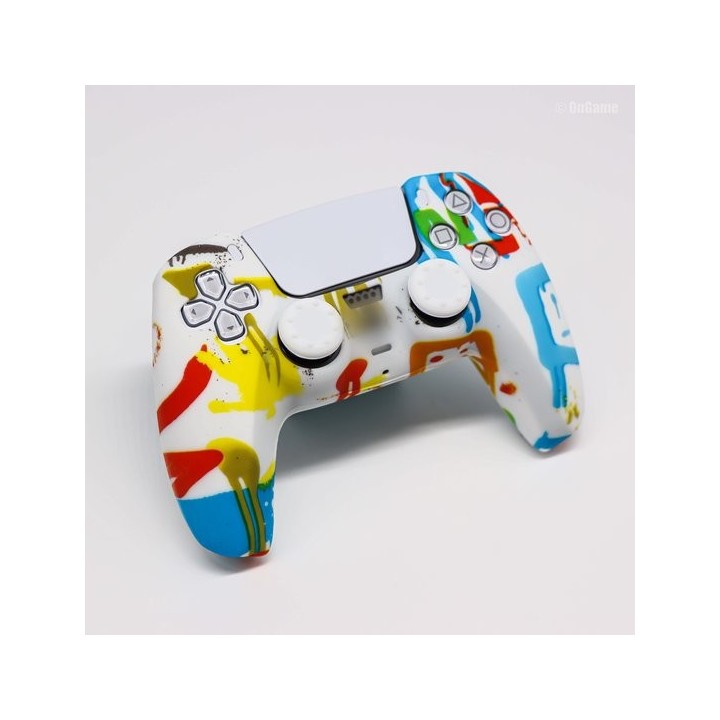 Αντιολισθητική προστατευτική θήκη για Sony Playstation 5 Ελεγκτή DualSense Multicolor White σχέδιο