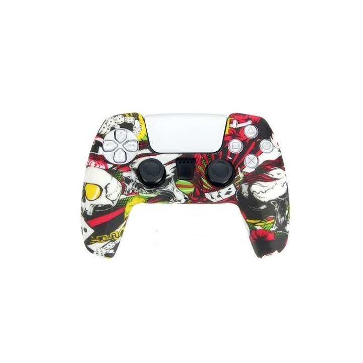 Αντιολισθητική προστατευτική θήκη για Sony Playstation 5 Ελεγκτή DualSense Multicolor White/Red/Yellow σχέδιο