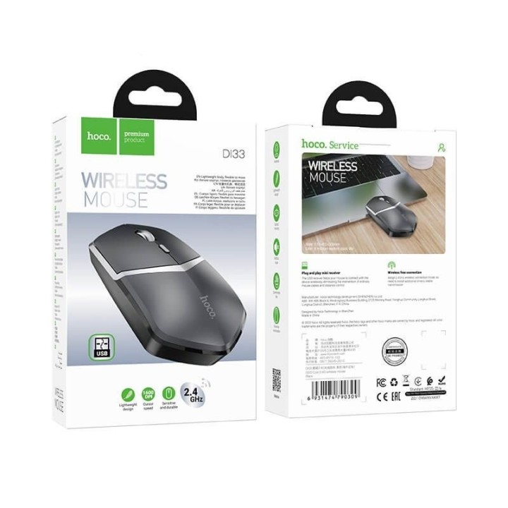 HOCO DI33 Cool 2.4G Wireless Mouse 1600DPM Mouse - Black
