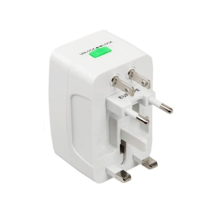 All In 1 Eu + Au + Uk + Us Plug World Universal Travel Adaptor White(17892)
