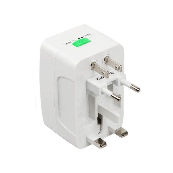 All In 1 Eu + Au + Uk + Us Plug World Universal Travel Adaptor White(17892)