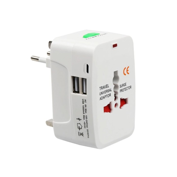 All In 1 Eu + Au + Uk + Us Plug World Universal Travel Adaptor White(17892)