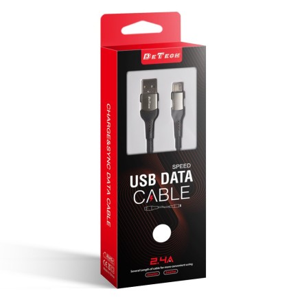 DeTech DE-43C2 USB 2.0 Cable USB-C male - USB-A male Μαύρο 2m (40261)