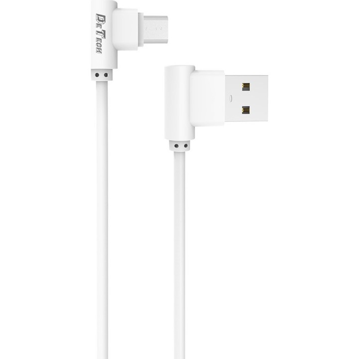 De Tech Angle (90°) / Regular USB 2.0 to micro USB Cable Λευκό 1m (DE-21M)14129