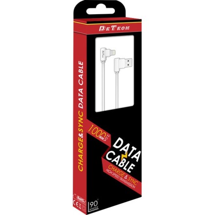 De Tech Angle (90°) / Regular USB 2.0 to micro USB Cable Λευκό 1m (DE-21M)14129