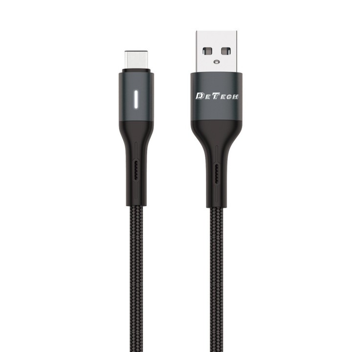 DeTech DE-C38C Braided / Regular USB 2.0 Cable USB-C male - USB-A male Μαύρο 1m (40199)