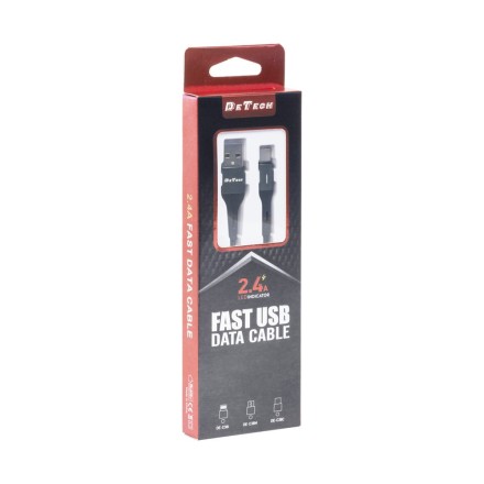 DeTech DE-C38C Braided / Regular USB 2.0 Cable USB-C male - USB-A male Μαύρο 1m (40199)