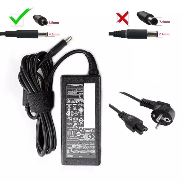 Dell Φορτιστής Laptop 65W 19.5V 3.34A με Αποσπώμενο Καλώδιο Τροφοδοσίας