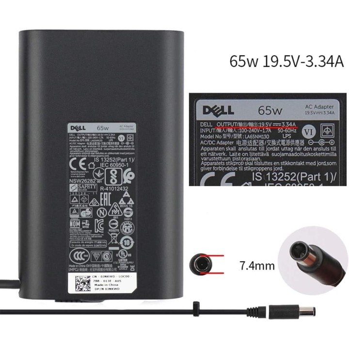 Dell Φορτιστής Γνήσιος Laptop 65W 19.5V 3.34A με Αποσπώμενο Καλώδιο